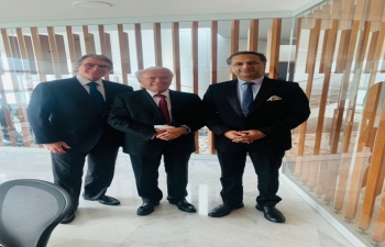 At the invitation of Mr. Jose Maria Nogueroles, President of Venezuela's largest private bank BNC, Amb. Abhishek Singh met with the senior executives of BNC in Caracas. The senior bank officials briefed on the possibilities of cooperation which could also support bilateral trade
